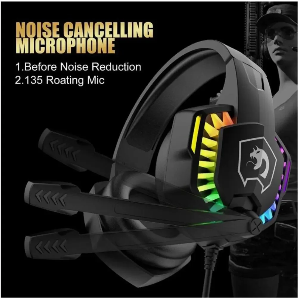 MAMBASNAKE T11 Wired Keyboard Combo, Mouse, Headphone& Pad, Rainbow LED Backlit